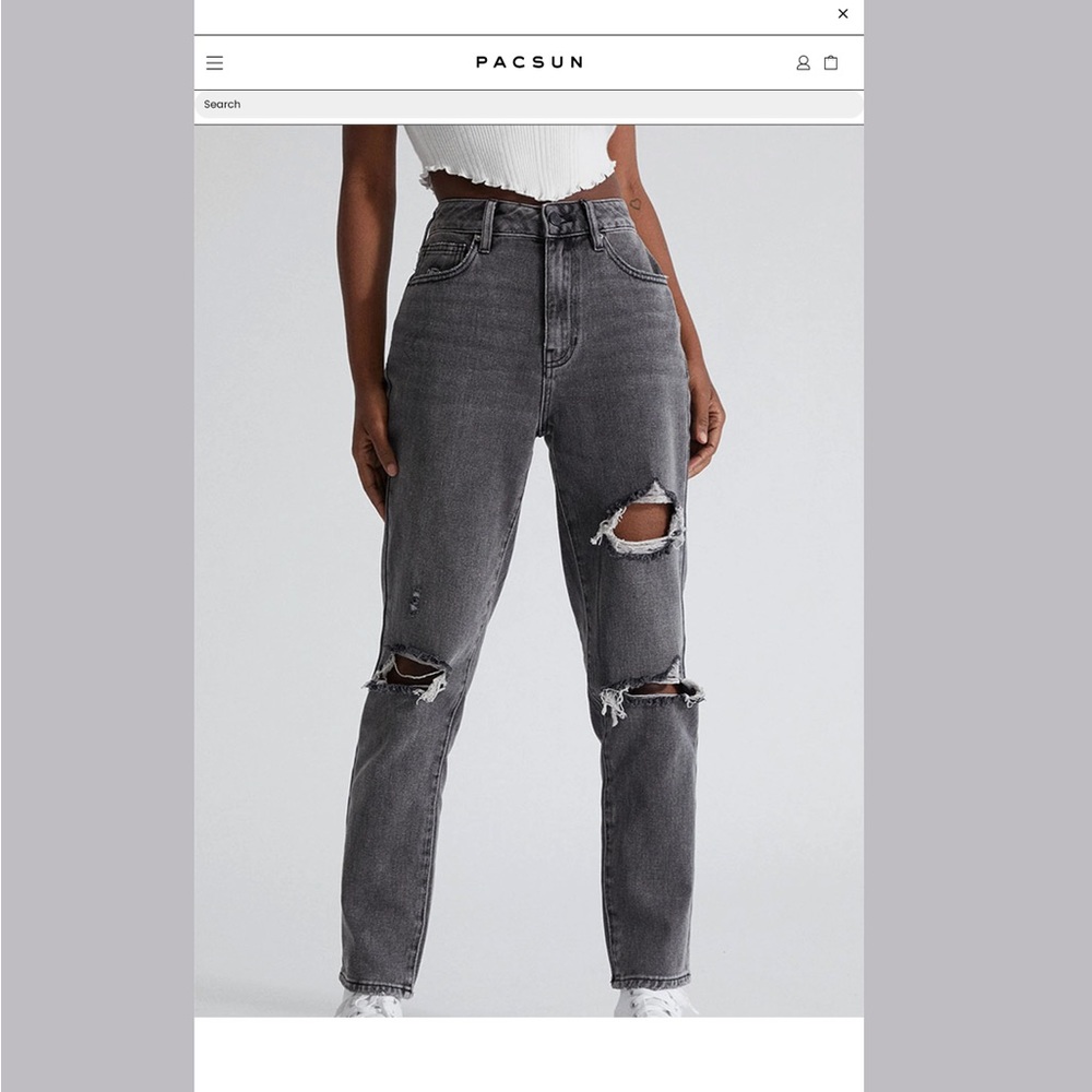 Pacsun Grey Ripped Mom Jeans